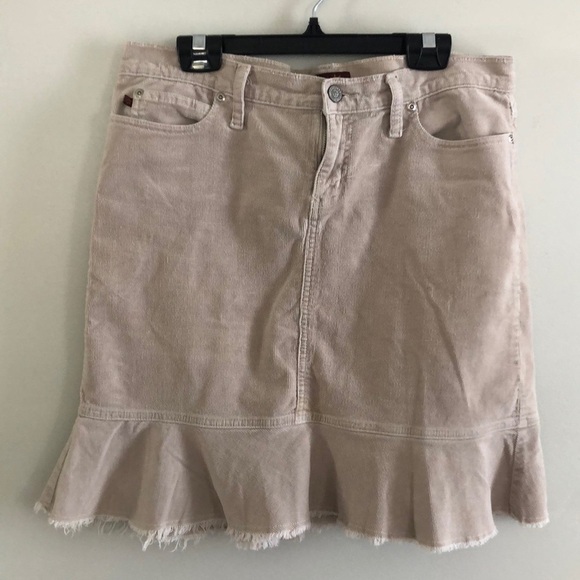 Corduroy  Oat Fringe Flare Midi Skirt Sz 12 - Picture 8 of 12